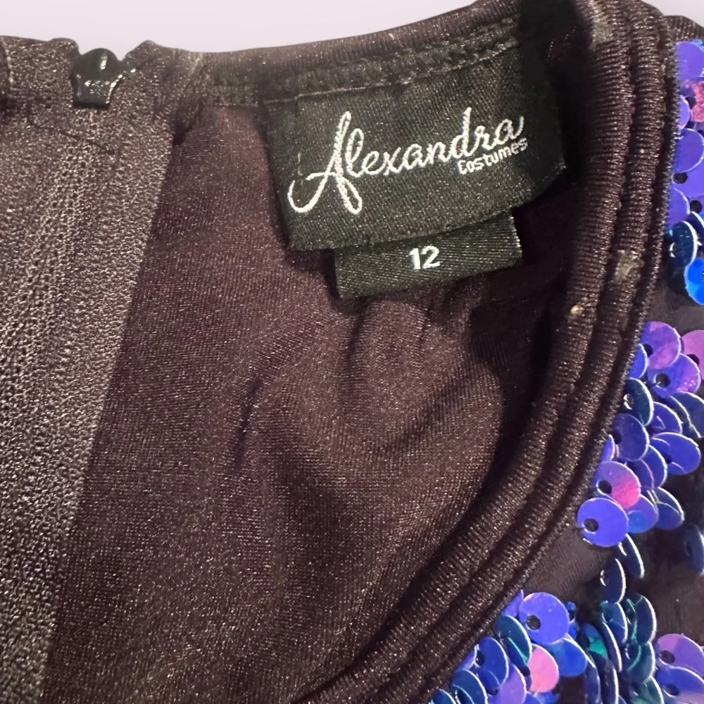 Sparkling Sequin Blue and Purple Kids Dance Costume Alexandra Size 12